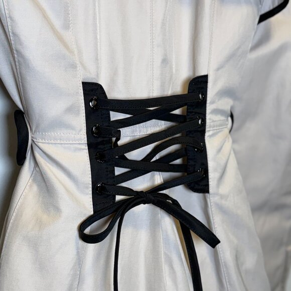 Large Betsey Johnson Cream With Black Piping Coat - Picture 4 of 6